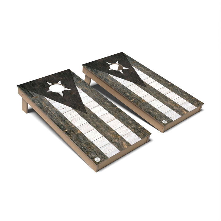 Slick Woody's Cornhole Co. Cornhole Board Rustic Puerto Rico International Flag Cornhole Boards - Backyard