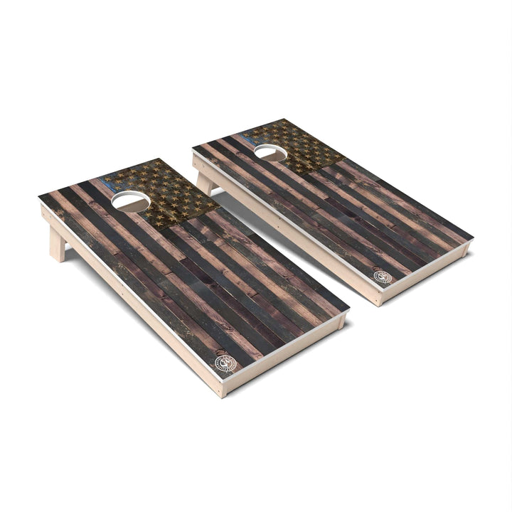 Slick Woody's Cornhole Co. Cornhole Board Rustic Wood American Flag Patriotic Cornhole Boards - All Weather