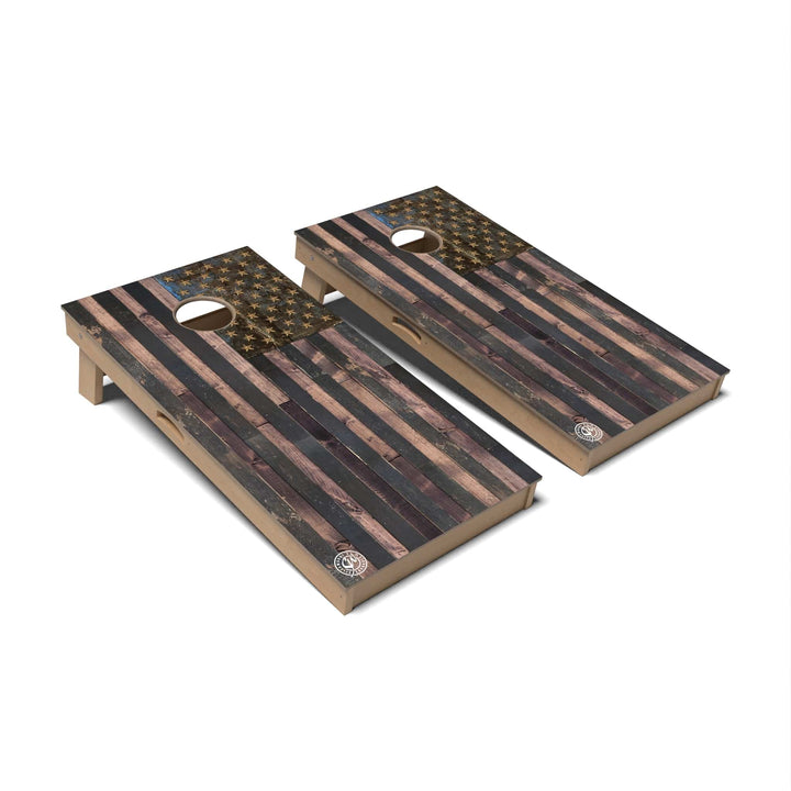 Slick Woody's Cornhole Co. Cornhole Board Rustic Wood American Flag Patriotic Cornhole Boards - Professional Signature