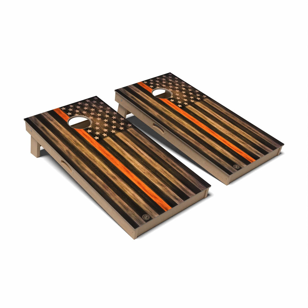 Slick Woody's Cornhole Co. Cornhole Board Search & Rescue Orange Thin Line Flag Cornhole Boards - Professional Signature