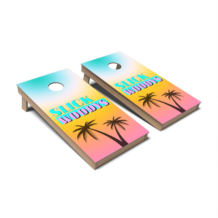 Slick Woody's Cornhole Co. Cornhole Board Slick Woody's Vice Logo Miami Vice Cornhole Boards - Backyard