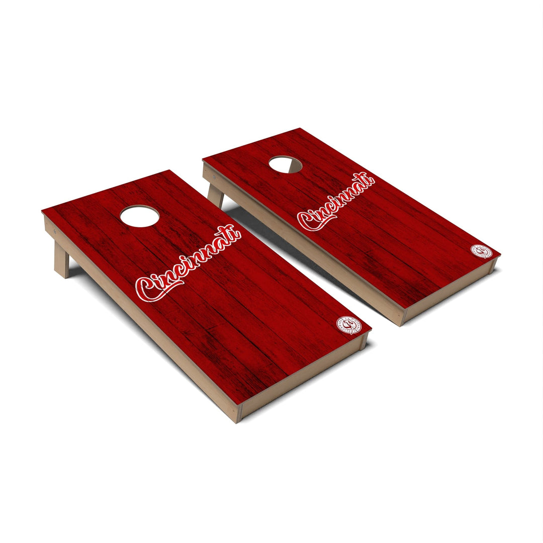 Slick Woody's Cornhole Co. Cornhole Board Solid Baseball Cincinnati Cornhole Boards - Backyard