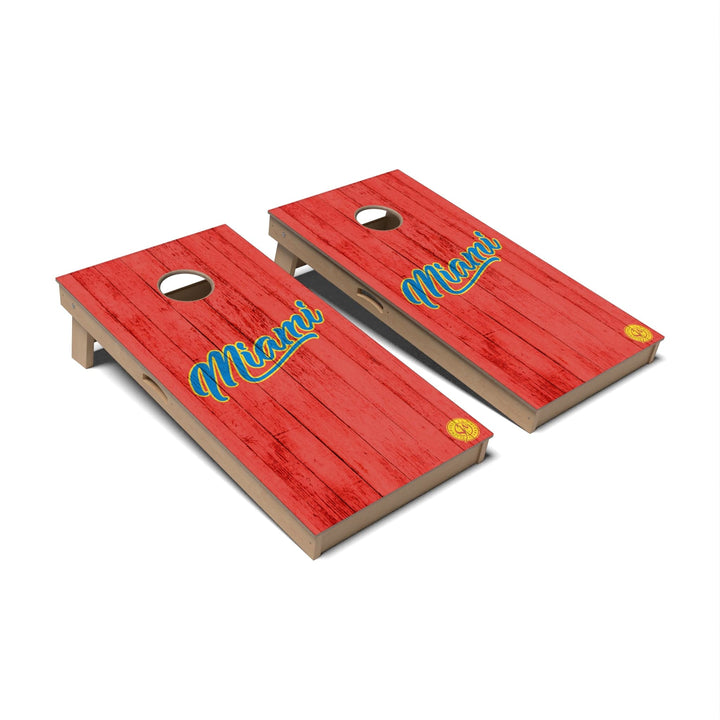 Slick Woody's Cornhole Co. Cornhole Board Solid Baseball Miami Cornhole Boards - Professional Signature