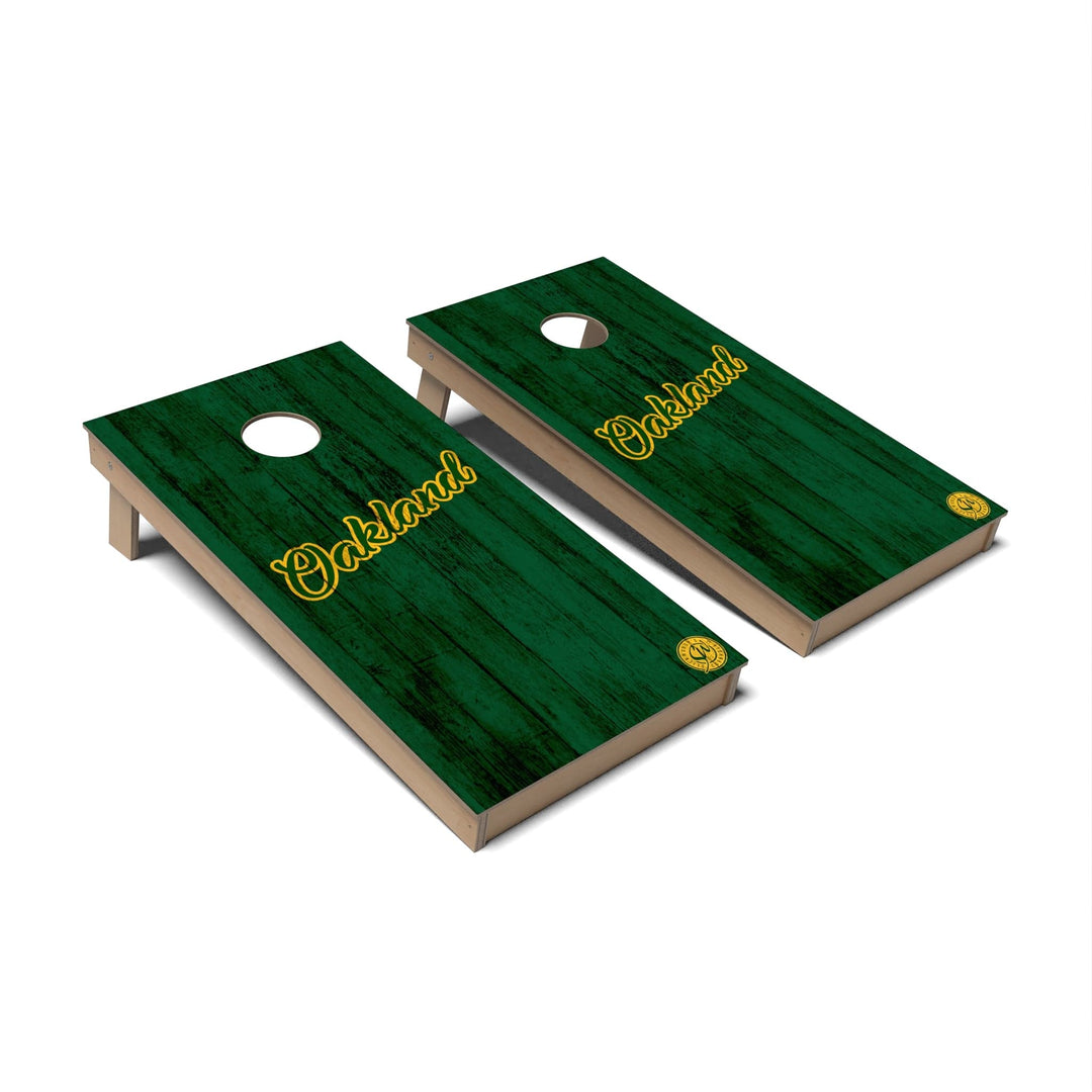 Slick Woody's Cornhole Co. Cornhole Board Solid Baseball Oakland Cornhole Boards - Backyard