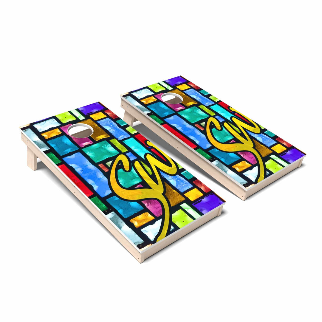 Slick Woody's Cornhole Co. Cornhole Board Stained Glass Artist Cornhole Boards - All Weather