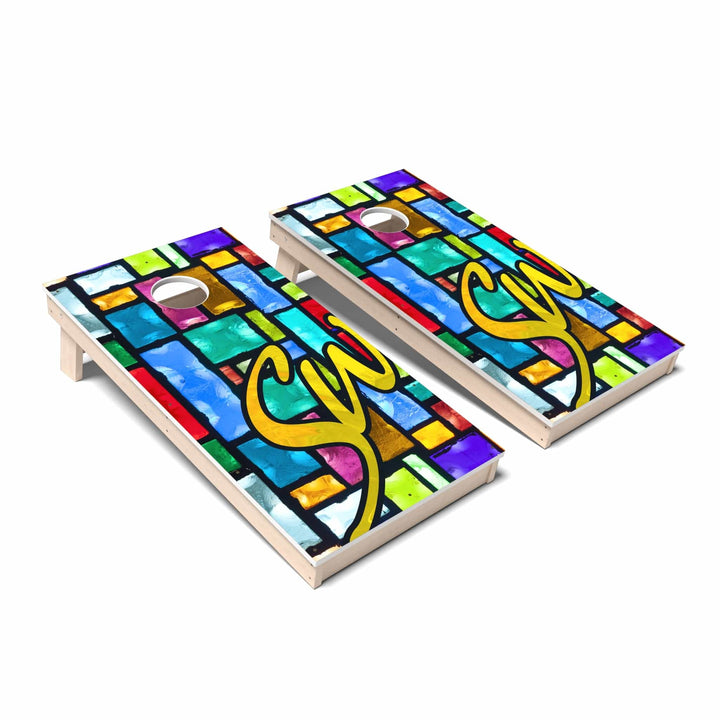 Slick Woody's Cornhole Co. Cornhole Board Stained Glass Artist Cornhole Boards - All Weather