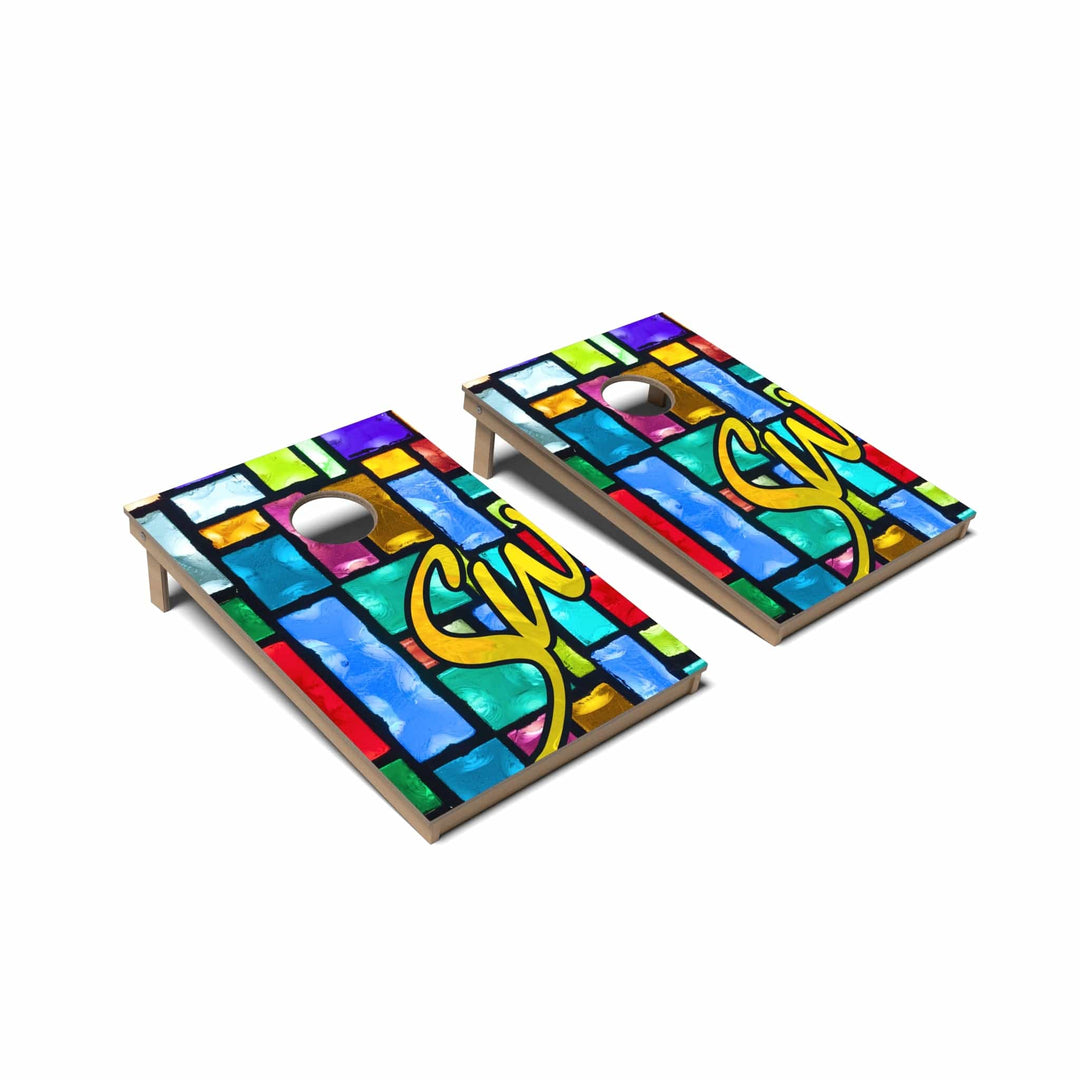 Slick Woody's Cornhole Co. Cornhole Board Stained Glass Artist Cornhole Boards - Tailgate