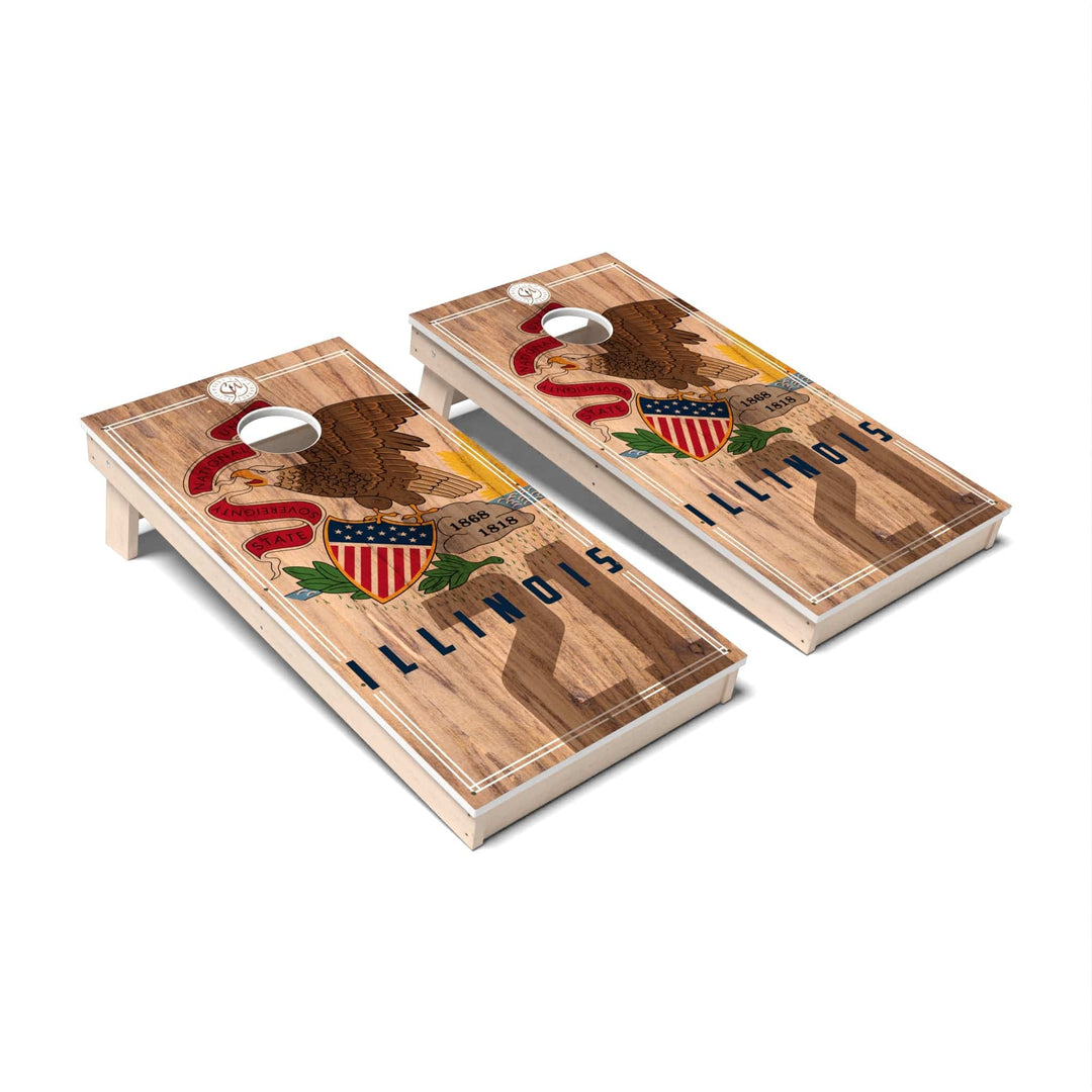 Slick Woody's Cornhole Co. Cornhole Board State Flag 2.0 Illinois Cornhole Boards - All Weather