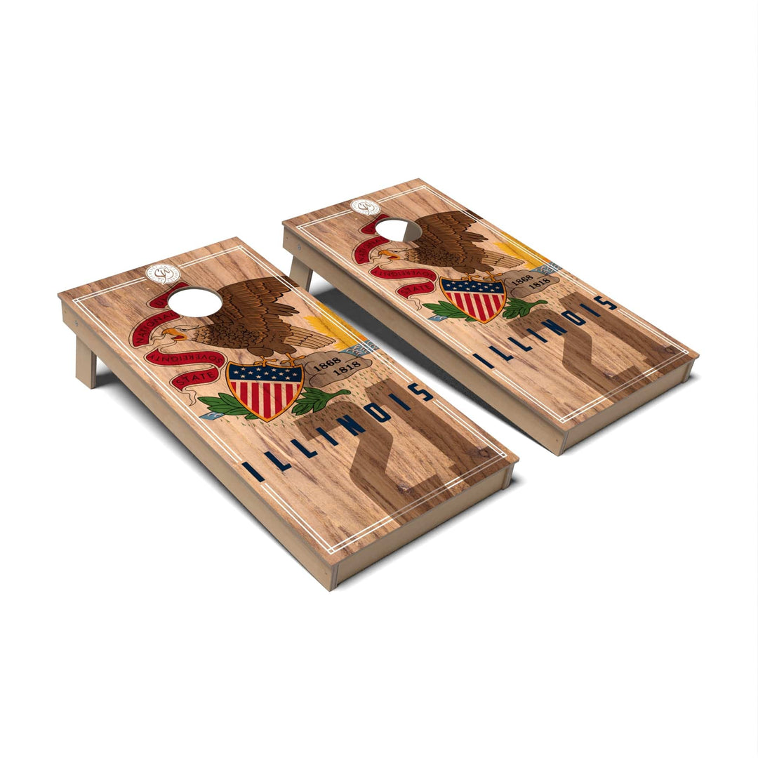 Slick Woody's Cornhole Co. Cornhole Board State Flag 2.0 Illinois Cornhole Boards - Backyard