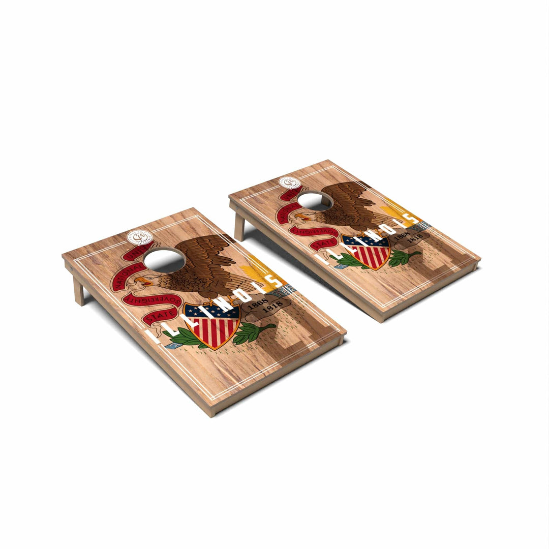 Slick Woody's Cornhole Co. Cornhole Board State Flag 2.0 Illinois Cornhole Boards - Tailgate