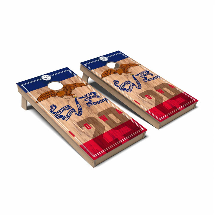 Slick Woody's Cornhole Co. Cornhole Board State Flag 2.0 Iowa Cornhole Boards - Backyard