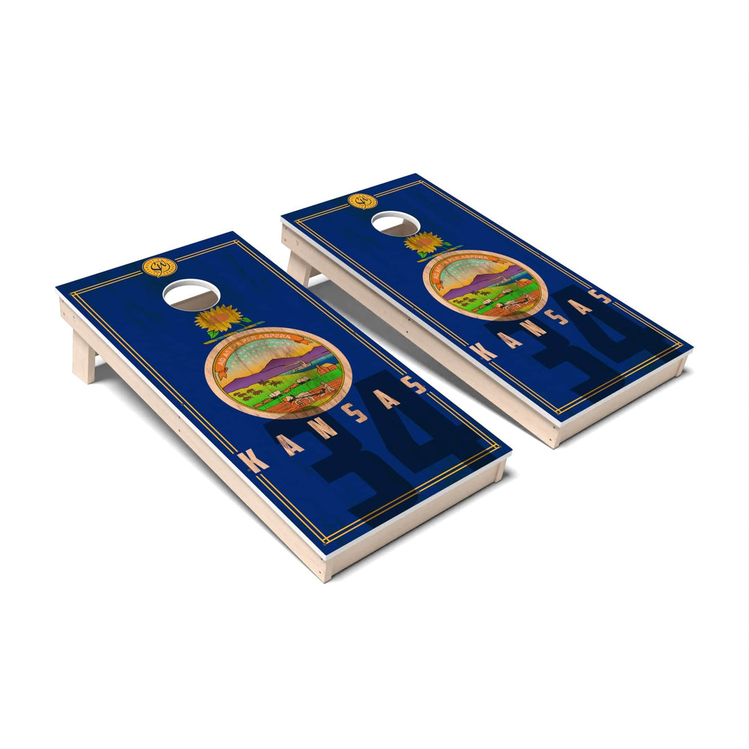 Slick Woody's Cornhole Co. Cornhole Board State Flag 2.0 Kansas Cornhole Boards - All Weather