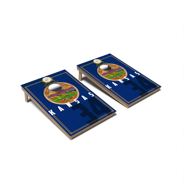 Slick Woody's Cornhole Co. Cornhole Board State Flag 2.0 Kansas Cornhole Boards - Tailgate