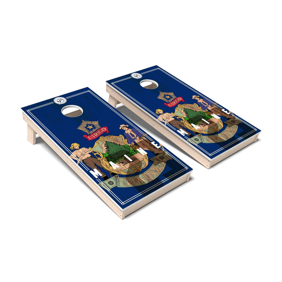 Slick Woody's Cornhole Co. Cornhole Board State Flag 2.0 Maine Cornhole Boards - All Weather