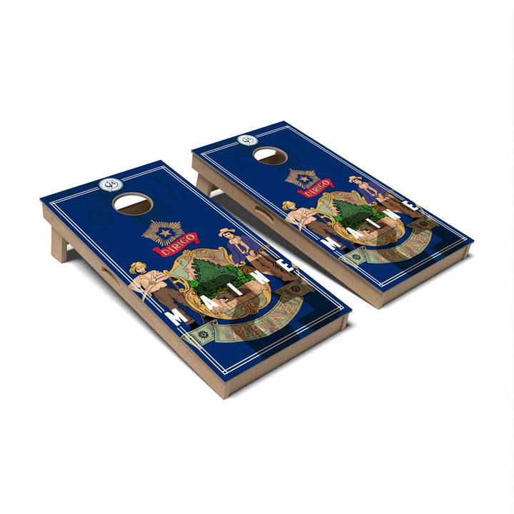 Slick Woody's Cornhole Co. Cornhole Board State Flag 2.0 Maine Cornhole Boards - Professional Signature