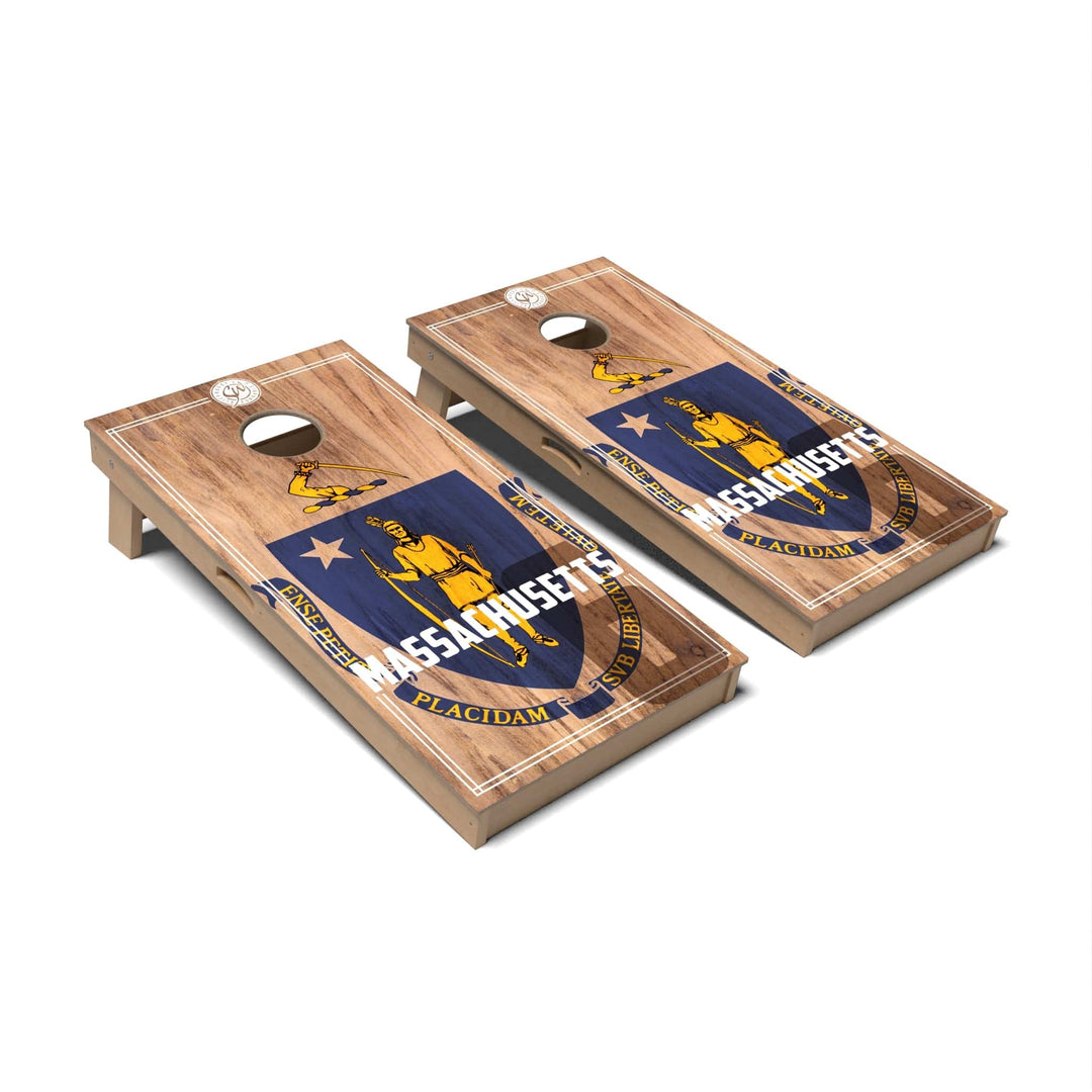Slick Woody's Cornhole Co. Cornhole Board State Flag 2.0 Massachusetts Cornhole Boards - Professional Signature