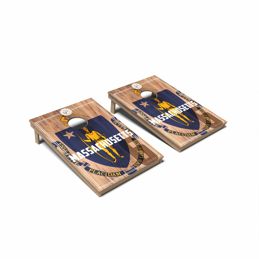 Slick Woody's Cornhole Co. Cornhole Board State Flag 2.0 Massachusetts Cornhole Boards - Tailgate