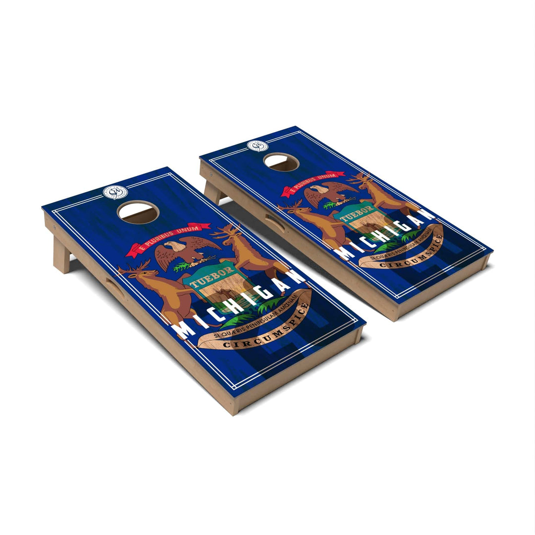 Slick Woody's Cornhole Co. Cornhole Board State Flag 2.0 Michigan Cornhole Boards - Professional Signature