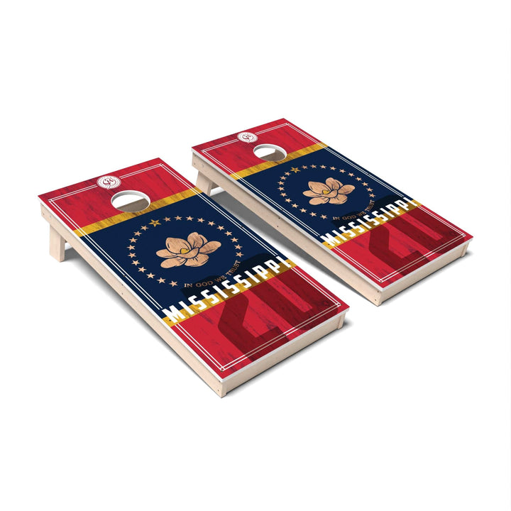 Slick Woody's Cornhole Co. Cornhole Board State Flag 2.0 Mississippi Cornhole Boards - All Weather