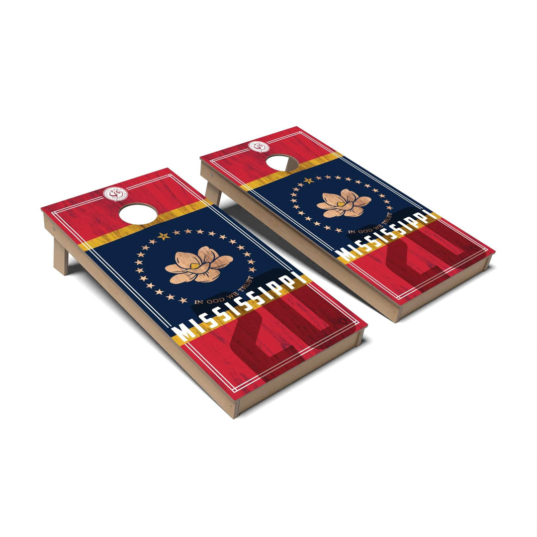 Slick Woody's Cornhole Co. Cornhole Board State Flag 2.0 Mississippi Cornhole Boards - Backyard