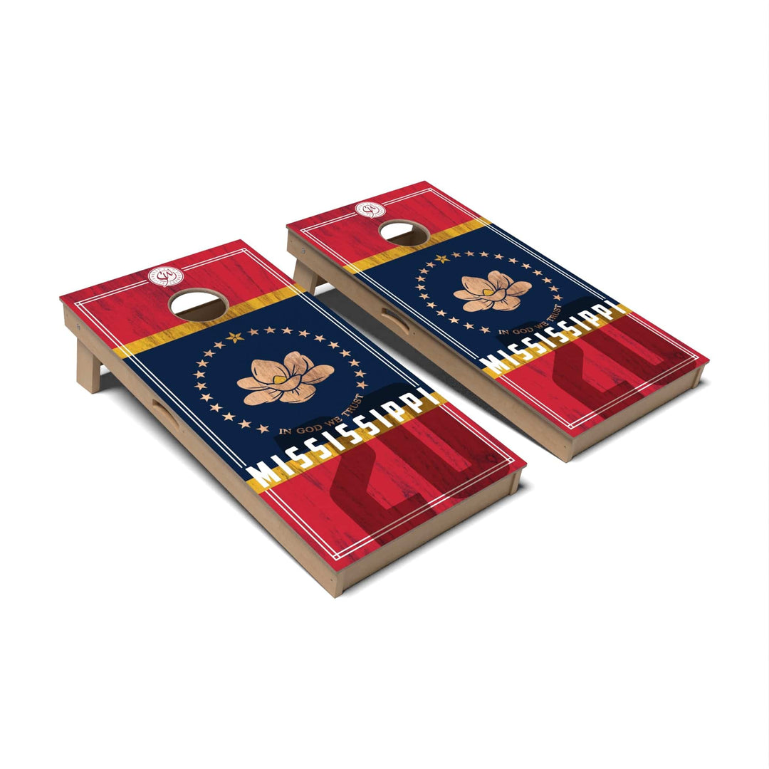 Slick Woody's Cornhole Co. Cornhole Board State Flag 2.0 Mississippi Cornhole Boards - Professional Signature