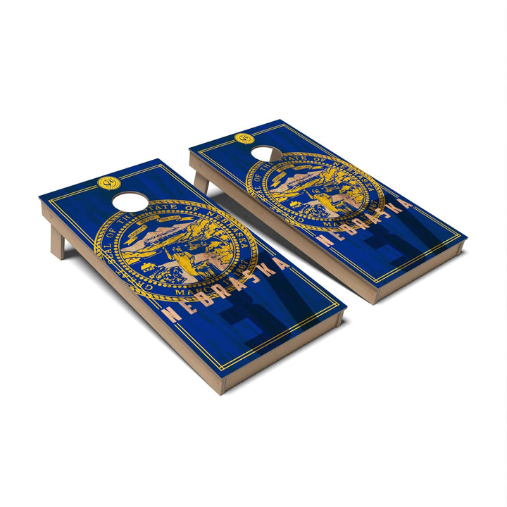 Slick Woody's Cornhole Co. Cornhole Board State Flag 2.0 Nebraska Cornhole Boards - Backyard