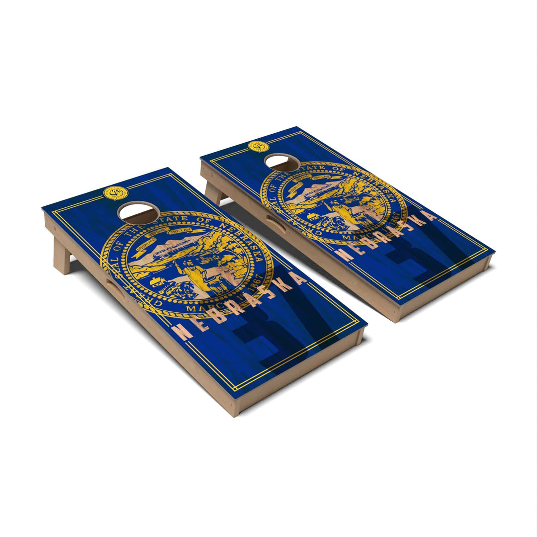 Slick Woody's Cornhole Co. Cornhole Board State Flag 2.0 Nebraska Cornhole Boards - Professional Signature