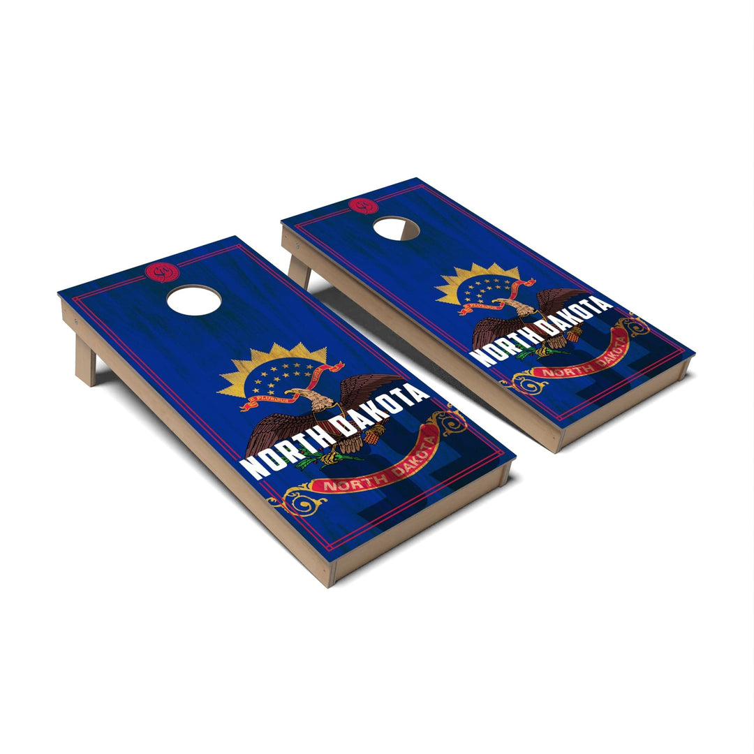 Slick Woody's Cornhole Co. Cornhole Board State Flag 2.0 North Dakota Cornhole Boards - Backyard