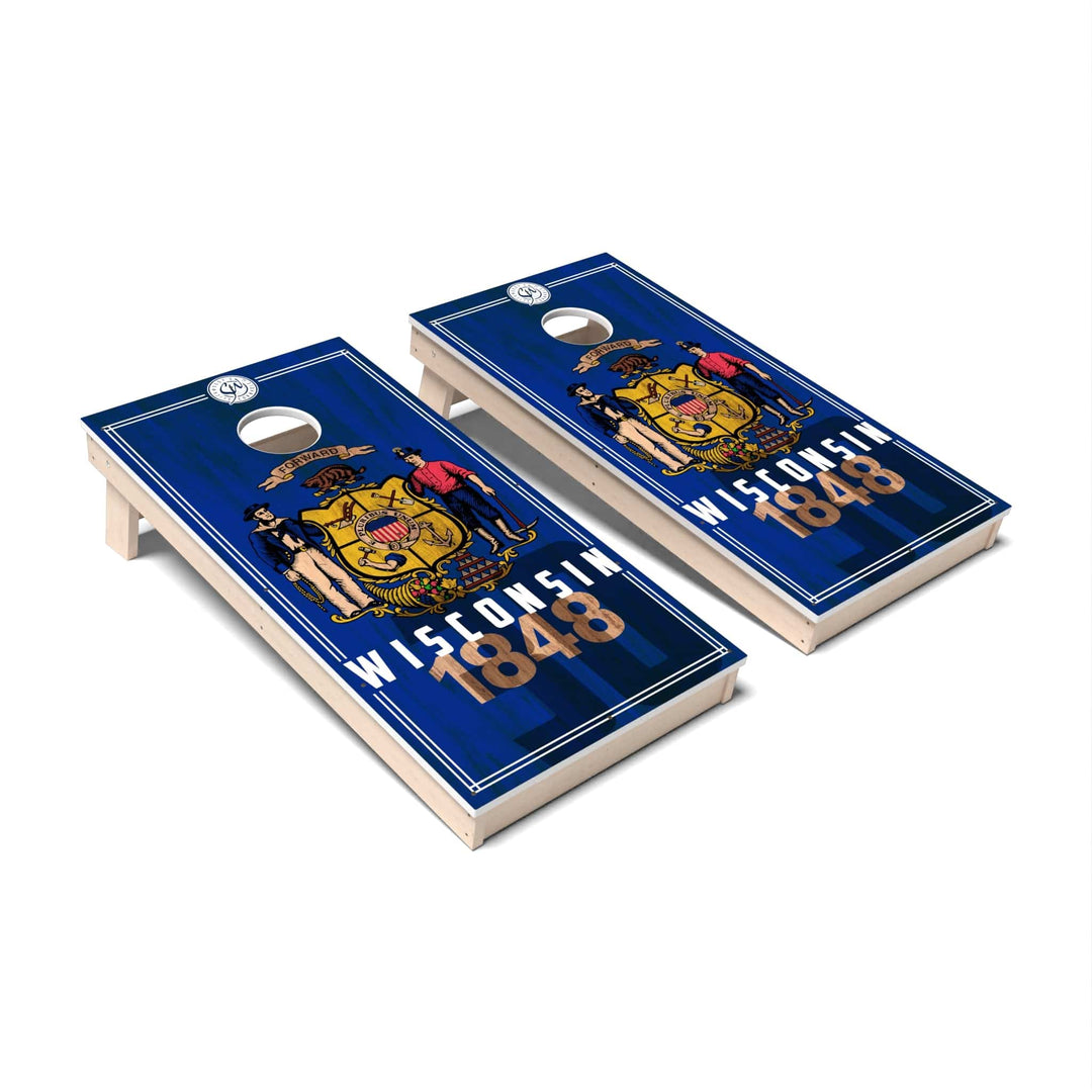 Slick Woody's Cornhole Co. Cornhole Board State Flag 2.0 Wisconsin Cornhole Boards - All Weather