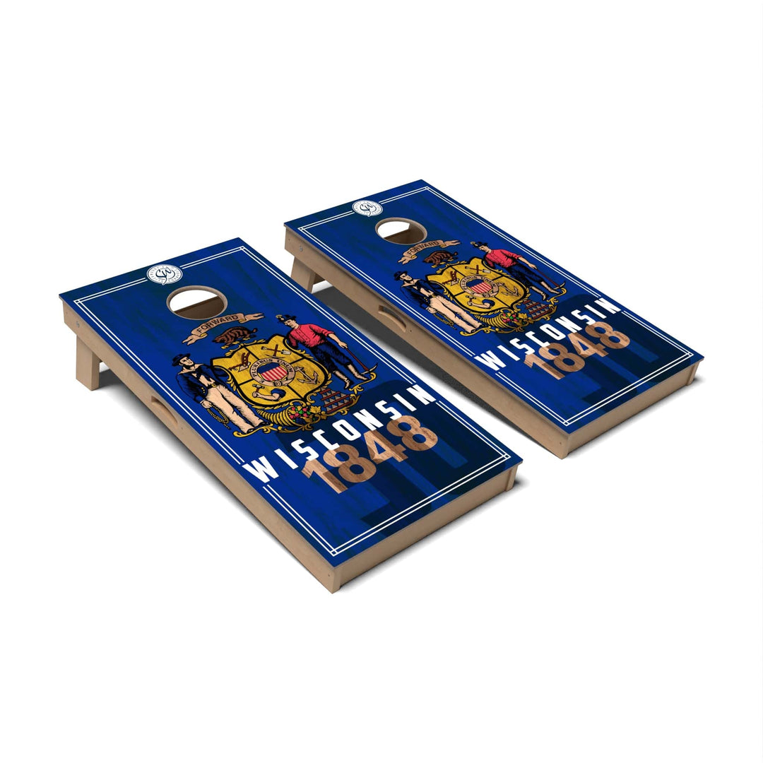 Slick Woody's Cornhole Co. Cornhole Board State Flag 2.0 Wisconsin Cornhole Boards - Professional Signature