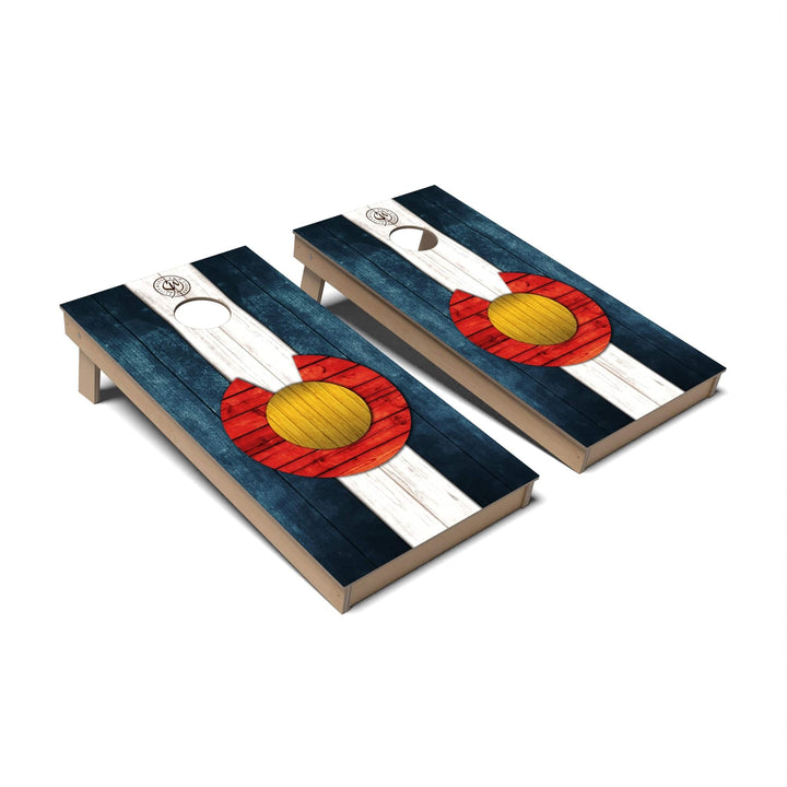 Slick Woody's Cornhole Co. Cornhole Board State Flag Full Color Colorado Cornhole Boards - Backyard