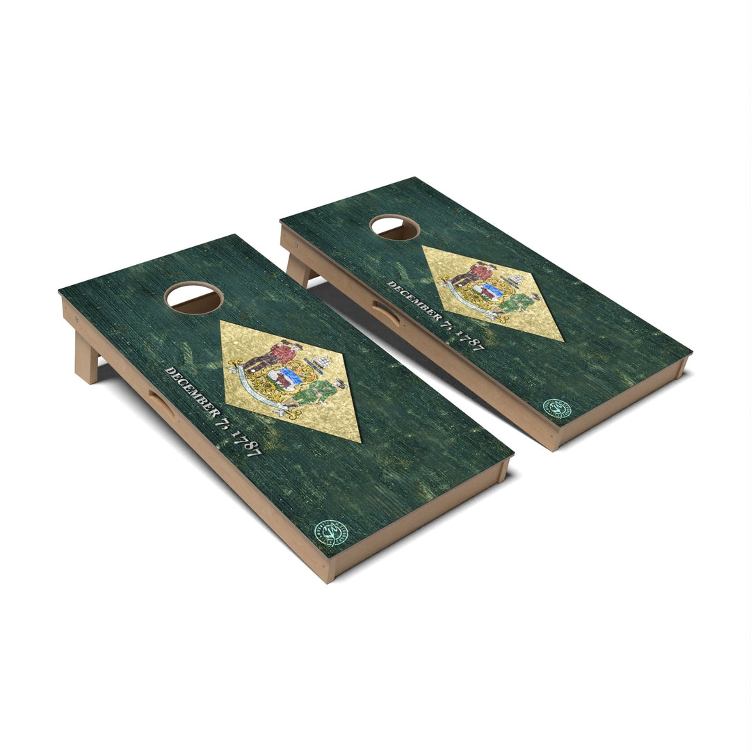 Slick Woody's Cornhole Co. Cornhole Board State Flag Full Color Delaware Cornhole Boards - Professional Signature