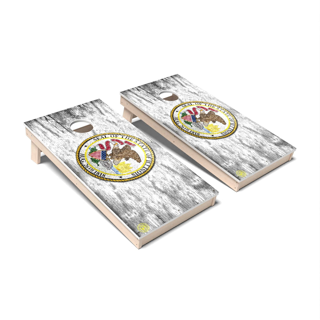 Slick Woody's Cornhole Co. Cornhole Board State Flag Full Color Illinois Cornhole Boards - All Weather