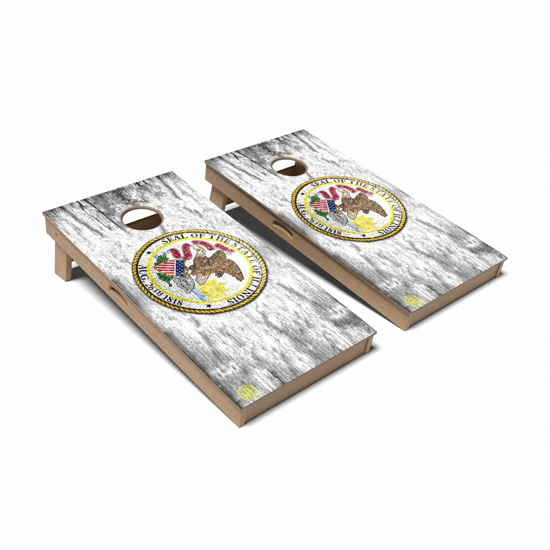 Slick Woody's Cornhole Co. Cornhole Board State Flag Full Color Illinois Cornhole Boards - Professional Signature