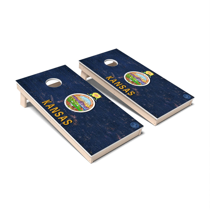 Slick Woody's Cornhole Co. Cornhole Board State Flag Full Color Kansas Cornhole Boards - All Weather