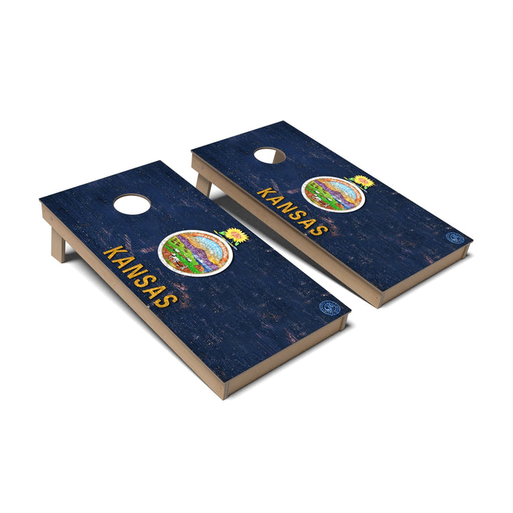 Slick Woody's Cornhole Co. Cornhole Board State Flag Full Color Kansas Cornhole Boards - Backyard