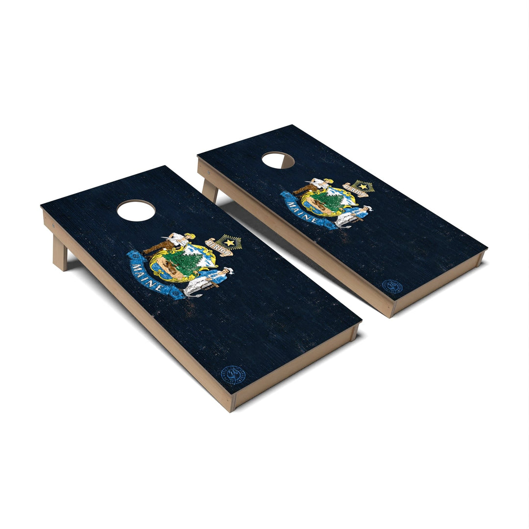 Slick Woody's Cornhole Co. Cornhole Board State Flag Full Color Maine Cornhole Boards - Backyard