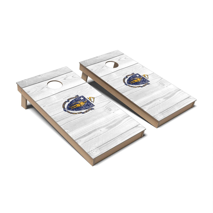 Slick Woody's Cornhole Co. Cornhole Board State Flag Full Color Massachusetts Cornhole Boards - Backyard