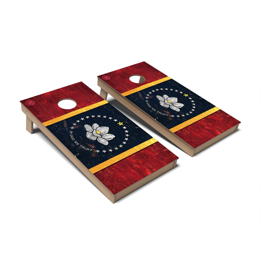 Slick Woody's Cornhole Co. Cornhole Board State Flag Full Color Mississippi Cornhole Boards - Backyard