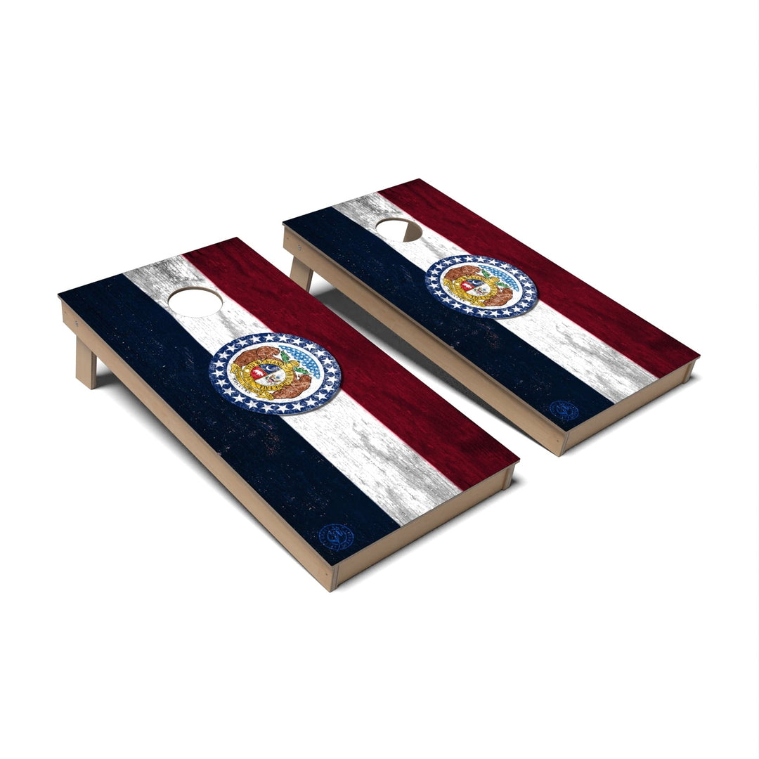 Slick Woody's Cornhole Co. Cornhole Board State Flag Full Color Missouri Cornhole Boards - Backyard
