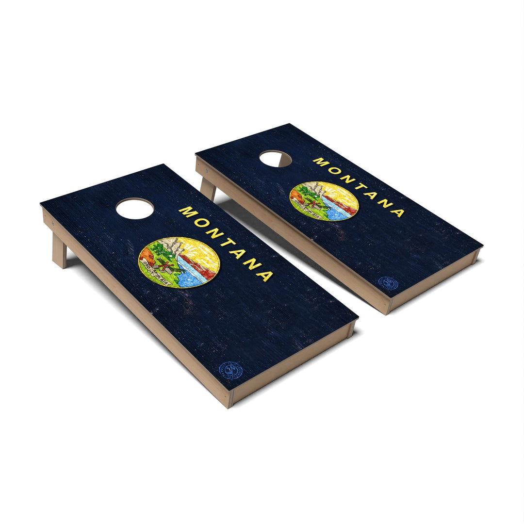 Slick Woody's Cornhole Co. Cornhole Board State Flag Full Color Montana Cornhole Boards - Backyard
