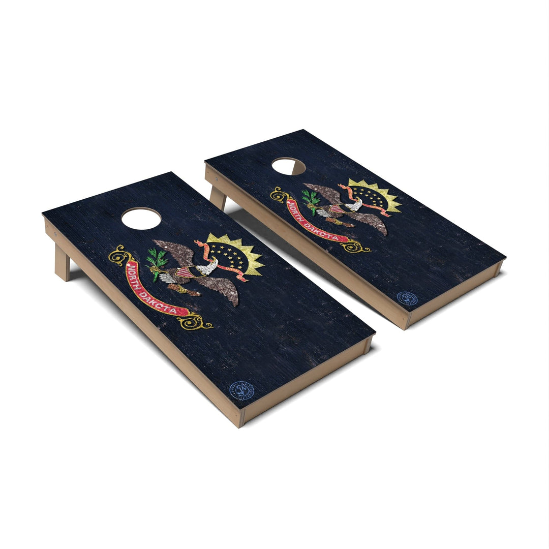 Slick Woody's Cornhole Co. Cornhole Board State Flag Full Color North Dakota Cornhole Boards - Backyard