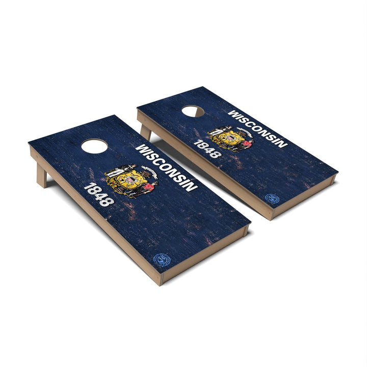 Slick Woody's Cornhole Co. Cornhole Board State Flag Full Color Wisconsin Cornhole Boards - Backyard