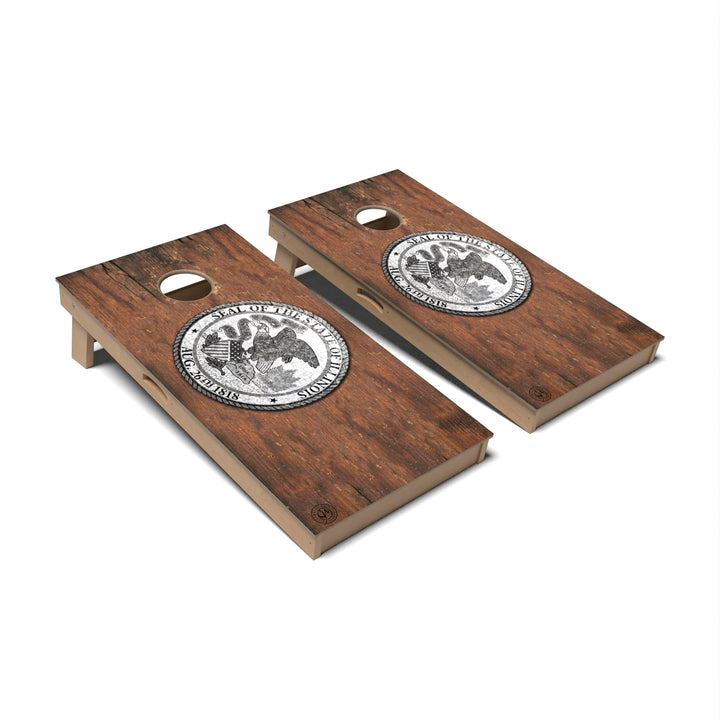 Slick Woody's Cornhole Co. Cornhole Board State Flag Vintage Illinois Cornhole Boards - Professional Signature