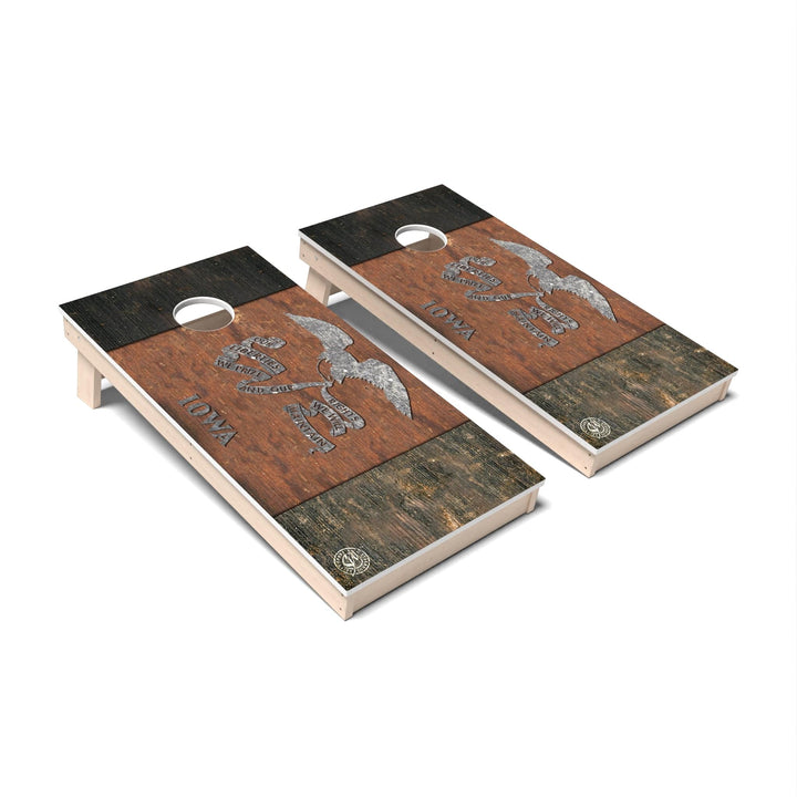 Slick Woody's Cornhole Co. Cornhole Board State Flag Vintage Iowa Cornhole Boards - All Weather