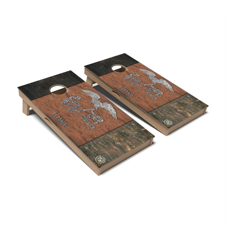 Slick Woody's Cornhole Co. Cornhole Board State Flag Vintage Iowa Cornhole Boards - Professional Signature