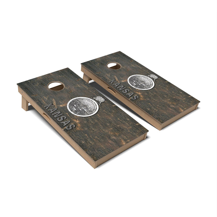 Slick Woody's Cornhole Co. Cornhole Board State Flag Vintage Kansas Cornhole Boards - Professional Signature