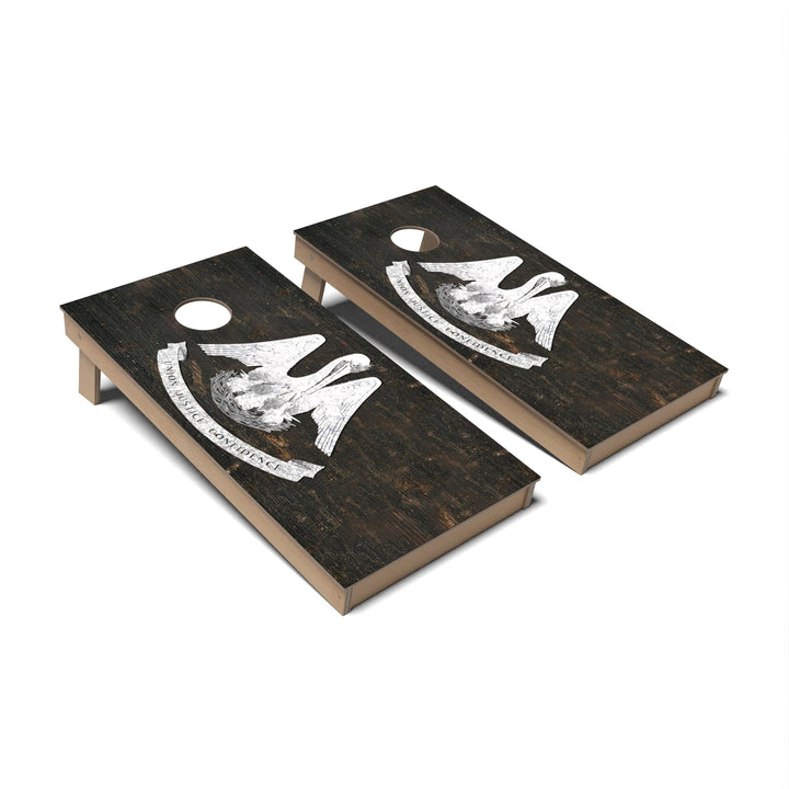 Slick Woody's Cornhole Co. Cornhole Board State Flag Vintage Louisiana Cornhole Boards - Backyard