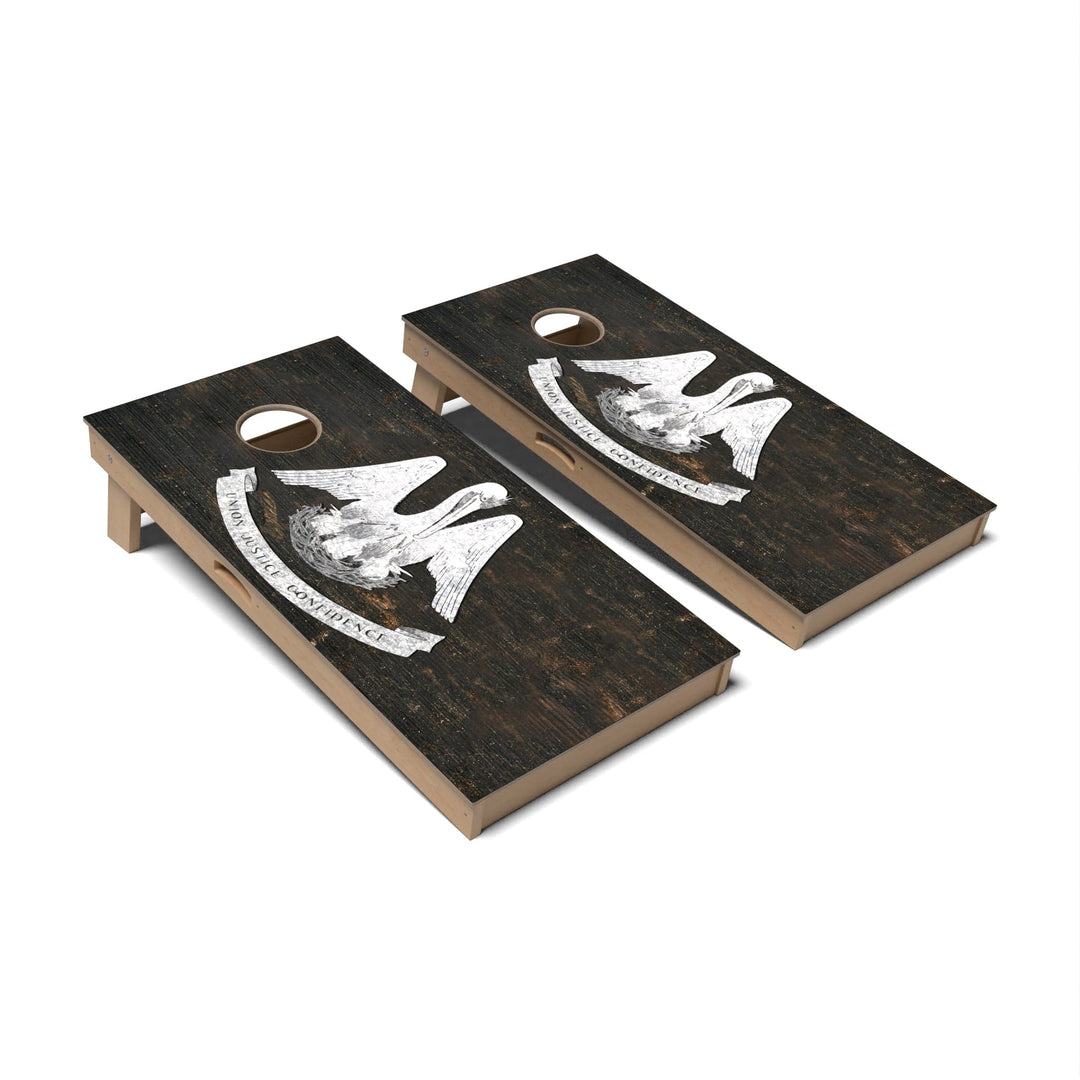 Slick Woody's Cornhole Co. Cornhole Board State Flag Vintage Louisiana Cornhole Boards - Professional Signature