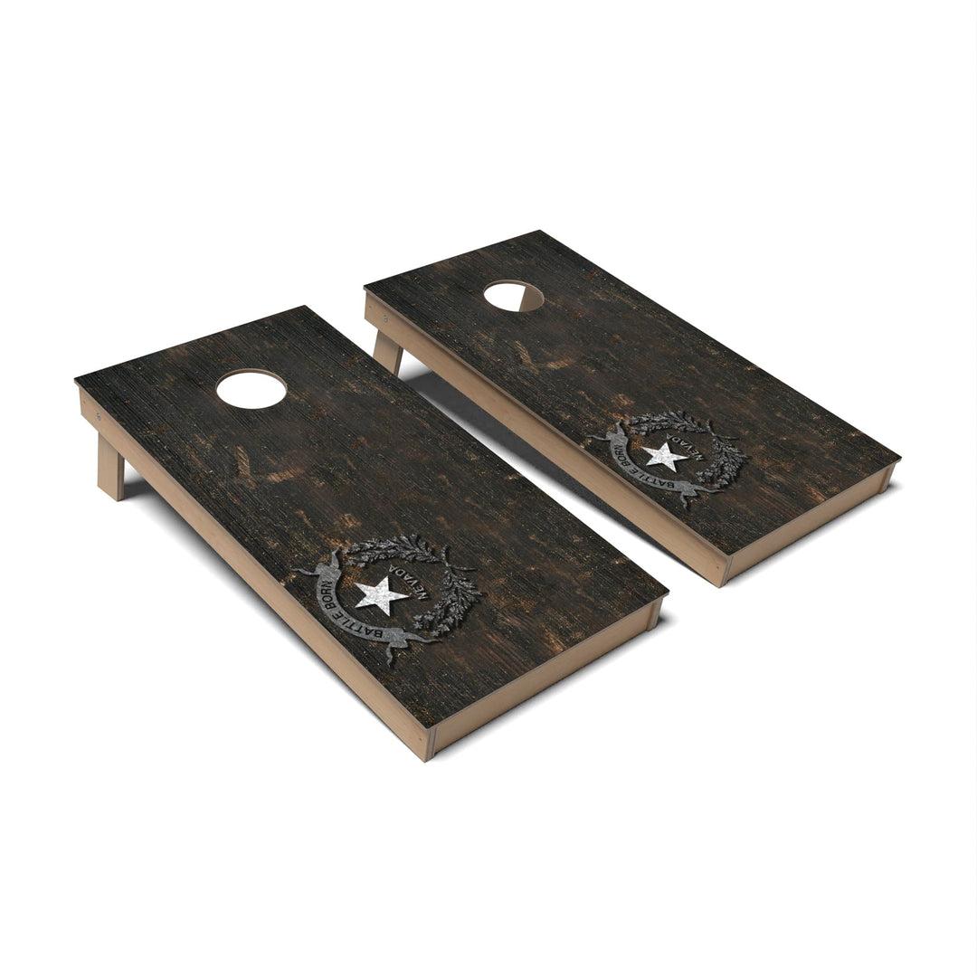 Slick Woody's Cornhole Co. Cornhole Board State Flag Vintage Nevada Cornhole Boards - Backyard